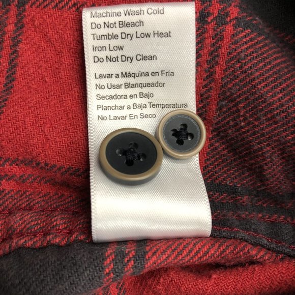 JACHS Mens Long Sleeve Button Down Flannel Shirt Red Black Plaid Pattern Medium - Picture 6 of 8